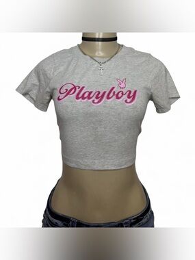 Y2K summer playboy baby tee crop top💞